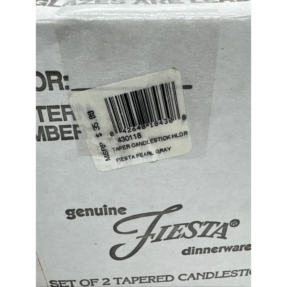 Fiesta  GRAY PEARL TAPERED CANDLE HOLDERS With Box